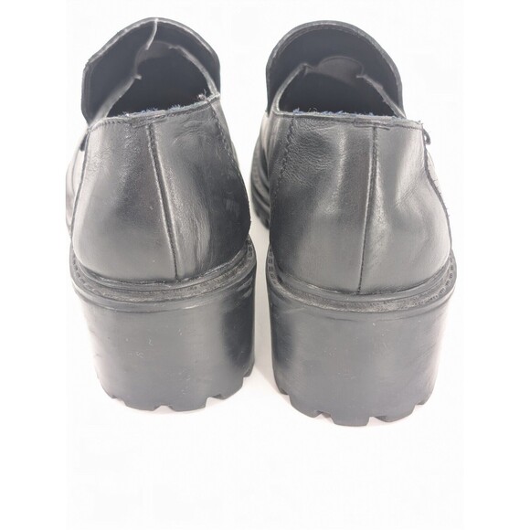 Dockers Leather 90s Black Chunky Slip On Loafers Dark Academia Goth Size 10 - Picture 3 of 8